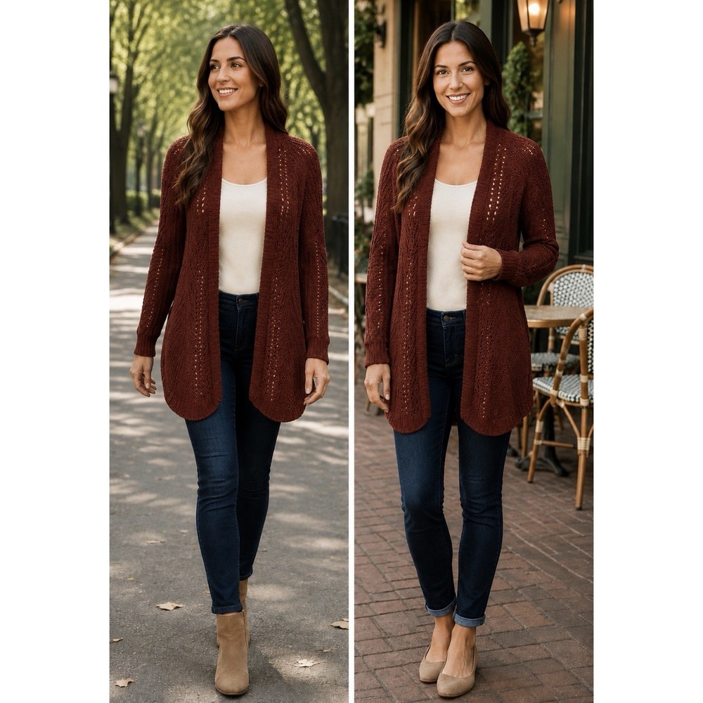 Love Ellie Womens XL Burgany Cardigan Sweater